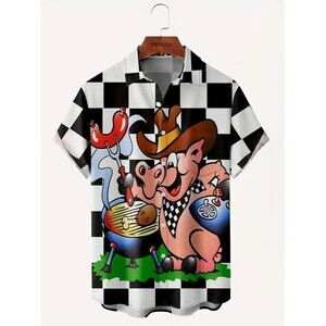Casual Shirt Size 3XL Men Hawaiin Style Button Down